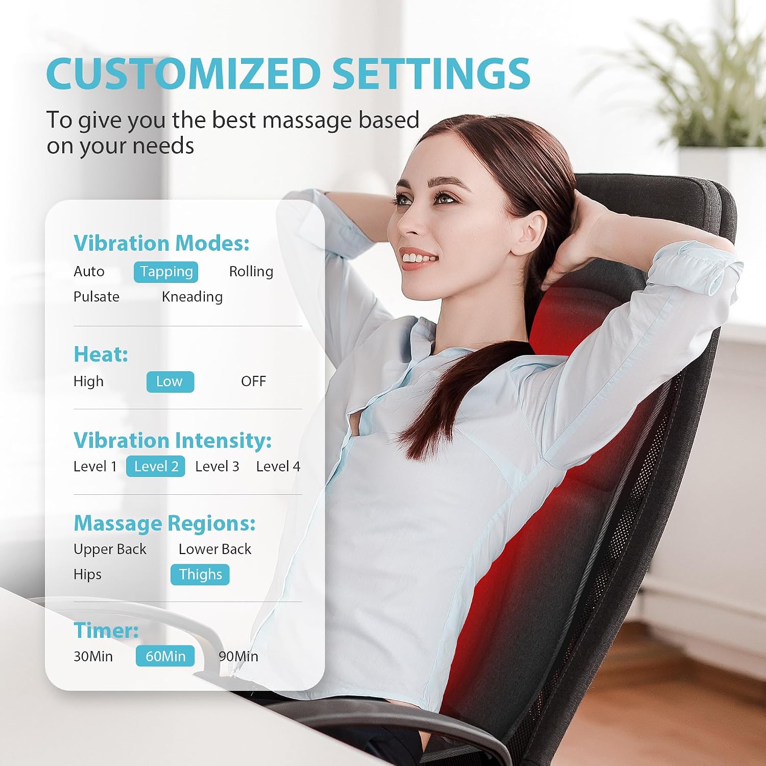 CuPiLo back massager plush fabric close-up